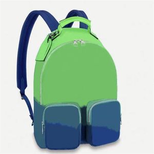 Ryggsäck helt ny taurillon lylusion läder foder fluorescerande grön utomhus anteckningsbok ryggsäck handbag299d