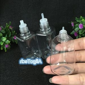 四角いボトルプラスチックドロッパーボトル10ml 30mlエリキッドe-ジュースの空のボトルのためのカラフルな子供プルーフキャップkwejt