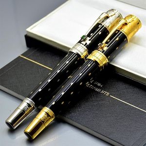 Edição limitada Elizabeth Pen de alta qualidade Black Metal Golden Silver gravar Rollerball canetas fonte escrita material de escritório 175P