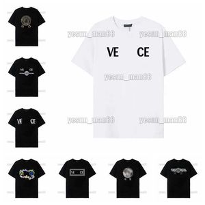 Designer de luxo versage clássico t camisa peito carta impresso homens e mulheres topo verão respirável alta rua algodão solto tees