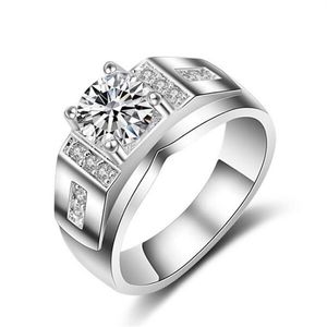 1 25ct سونا أصلي خاتم الزفاف الماس الاصطناعية للرجال والنساء 925 الفضة مع الحجارة الجانبية 269r