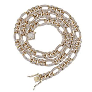 Mens trendiga smycken Guldsilverfärg Iced Out Ful CZ Figaro Chains Halsband Mens Bling Diamond Link Chain Rapper Hiphop Charms GI231Z