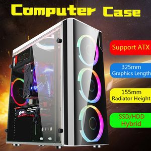 Stalowa akrylowa USB3 0 Gaming Case Cage Cover Side Półkomucentowy 5 wentylatorów dla ATX dla M-ATX dla mini-ITX 38X18X40CM246R