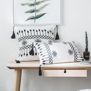 nordic home decoration black ans white knitting style cushion cover tassel decor bed chair throw pillow case square rectangular235U