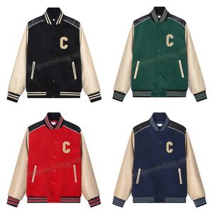 Mens Ceket Beyzbol Ceket CE Tasarımcı Varsity Ceket Nakış PU Derisi Konforlu İnci Toka Moda Letterman Ceket Erkek Giysileri