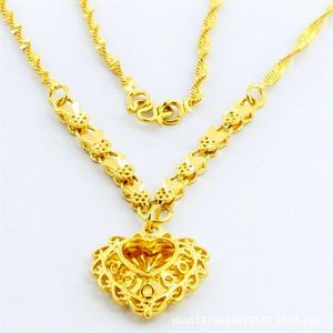 pendants 24K gold plated necklace women's jewelry high imitation inverted Heart never fade jp027219e