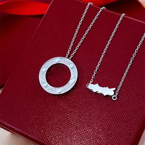 Silverhalsband designer smycken för kvinnor anpassade hänge guldkedja titanium stål smycken kvinnor systrar par gåvor bleknar inte cirkel diamanthalsband