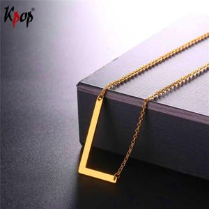 Pendant Necklaces Kpop Stainless Steel Letter L With Chain Choker Gold Black Color For Man Woman Clavicle Necklace Jewelry P2613283A