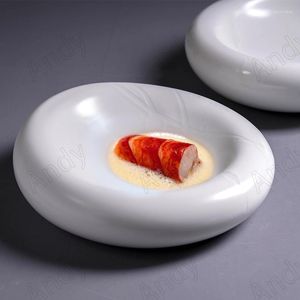 Plates Modern Ceramic Plate Pure White Home Desktop Dinner European Western Restaurant Steak Dish Creative Kitchen Tableware