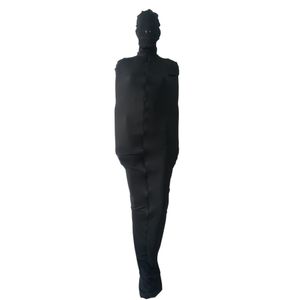 Costumi Cosplay Unisex Fetish Catsuit bodybag Zentai sacco a pelo Full Tight body Lycar Mummy Bag Puntelli di scena maschera rimovibile Punzonatura narici bocca con cerniera