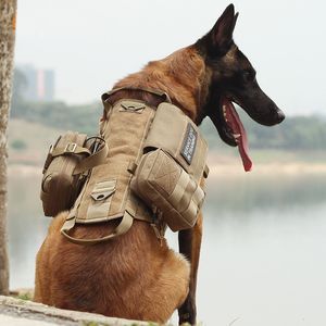 Coleiras para cães Trelas para cães militares Sela com bolsa de bolso Colete de treinamento para animais de estimação Coleira macia Acessórios ajustáveis para cães pequenos, médios e grandes 230719