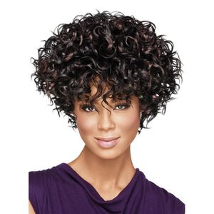 WoodFestival afro kinky curly wig heat resistant fiber short brown wigs ombre african american synthetic hair women245Z