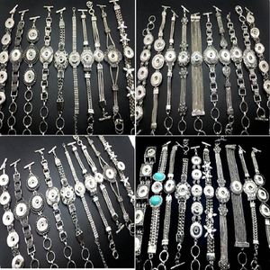 Whole 20pcs Lot Different Style Silver Snap Charm Bracelet Interchangeable Diy Snap Jewely Bangle Fit 18mm Ginger Snap Chunk B302E