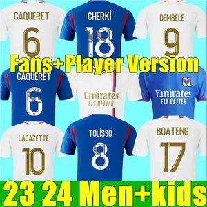 2023 2024 Maillot de Foot Soccer Maglie Lyonnais Caqueret Tolisso Jeffinho ol Aouar Tagliafica Fans Player Shirts 23 24 Traore Sarr Man Lyon Kits