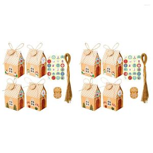 Gift Wrap 48 Set Christmas House Box Kraft Paper Cookies Candy Bag Snowflake Taggar 1-24 Advent Kalender klistermärken rep