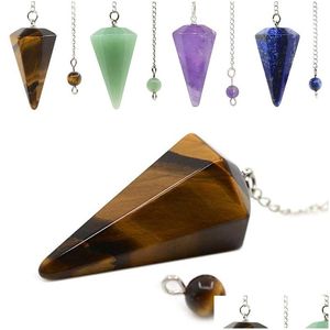 Pendant Necklaces Hexagonal Column Quartz Pendants Fashion Natural Stone Pink Healing Crystal Necklace For Women Men Drop Delivery Je Dh8Pi