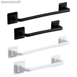 Multifunction Wall Mount Towel Rack Single Bra Self Adhesive Pot Lid Holder Non-Drilling Kitchen Bathroom Hanging Shelf L230704