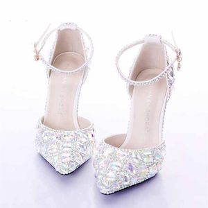 Gümüş Rhinestone Orta Topuk Düğün Ayakkabıları Sapatos Feminos Kadın Parti Balo Ayakkabıları Sevgililer Kristal Pompalar Nedime Ayakkabı277H