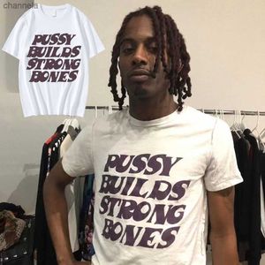 Męskie koszulki cipka buduje mocne kości Rapper Playboi Carti T Shirt Vintage Hip-Hop Zagima o dużym krótkim rękawie Bawełniane koszulki T231201