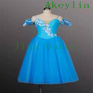 Stage Wear Lake Blue Green romantic Dress women Giselle Cinderella long custom Flower Festival Pink Romantic Peasant Tutu Dress fo260V