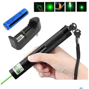 Laser Pointers 10 Mile Military Green Pointer Pen Astronomy 532Nm Powerf Cat Toy Adjustable Focus Add Batteryadd Smart Charger Drop D Dhvzt