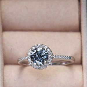 Cluster Rings Grey Color 1CT Moissanite Ladies Ring Silver 925 Jewerly For Women Fashion Engagement Wedding Diamond Party JewerlyRings