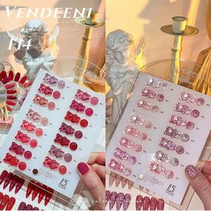 Nagellackrosa reflekterande glittergeleffekt glittrande blötläggning av semi permanent för manikyrkonst UV 230719