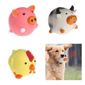 Pet Squeak Toys Cats Dogs Balls Cute Pig Cow Chicken Squeaker Latex Chew Bite Teething Cleaning Pet Supplies C42284E