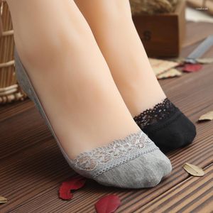 Women Socks 3 Pairs Invisible Lace Boat Thin Cotton Bottom Sweat-absorbing Comfortable Slub Low Cut Women's