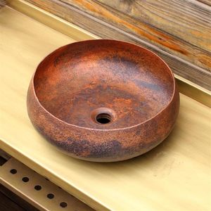 pia de lavatório de xampu pia de cobre mexicana europeia pia de cobre martelada à mão pia de banheiro de cobre 257K