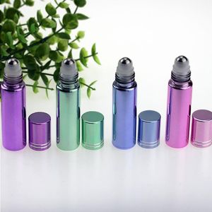Plating Mix 4 Cores 10ml Roll on Glass Bottles Oil Essential Steel Metal Roller Ball for Eliquid Oil Makeup Skin Care Portable For Tra Uqlp