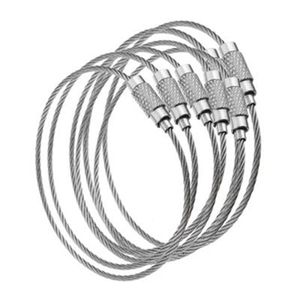 100pcs Edc Wire Outdoor Key Stainless Steel Keyring Keychain Ring Lock Gadget Circle Rope Cable Loop Tag Screw Camp Luggage2776