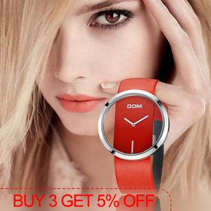 DOM Watch Women luxury Fashion Casual 30 m orologi al quarzo impermeabili cinturino in vera pelle sport Ladies elegante orologio da polso girl176V
