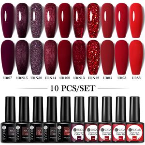 Żel paznokciowy Ur cukier 10pcsset Niebieski Gradient Polski zestaw do manicure Spring Colour