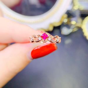 Küme halkaları doğal topaz yüzüğü 925 gümüş sertifikalı kare 4x4mm pembe değerli taşlar için güzel hediye