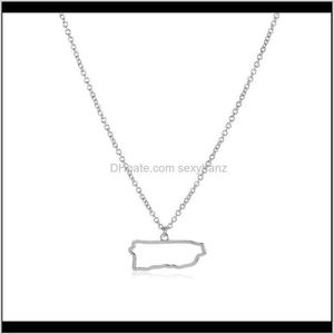 Pendant & Pendants Jewelry Drop Delivery 2021 10Pcs Tiny North America Caribbean Rico Map Necklace Outline Country State City Isla284R