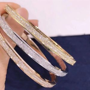 Gold Love Bangle Narrow Screwdriver Bracelets Gypsophila Double Row Diamond Bracelet Jewelry with Exquisite Packaging Gift Box2657