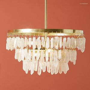 Kolye lambaları Nordic Light Lüks Yaratıcı Kişilik Doğal Kristal Taş Oturma Odası Yemek Yatak Odası Villa Ev Avizesi