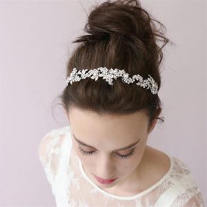 Ingen blekning brud tiaras pärlstav blad kluster pannband hårnål pärlstav hår vine bröllop headpiece brud hår tillbehör headpieces187c