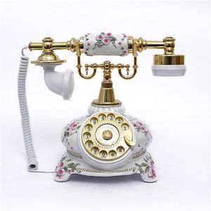 Telefono antico in ceramica con stile vintage e telefono da tavolo rosa in rilievo bianco per soggiorno Decor227I