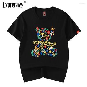 Men's T Shirts Lyprerazy Summer Korean Style Cotton Shirt Flower Teddy Bear Embroidery Loose Short-sleeved T-shirt