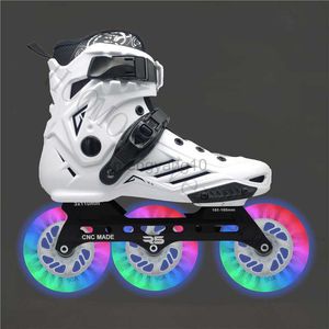 Inline rullskridskor unga pojkar flickor glanshjul ledande skridskor 3x110mm enkellinje rullskridskor skor r5 110mm 3 hjul lysande blixt däck färgglada hkd230720