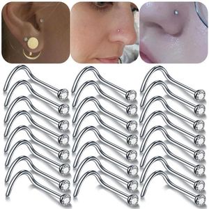 100 PZ / LOTTO 20G 18G Narice Piercing Cristallo Piercing Naso Stud Percing Nez Anelli Naso In Acciaio Inox Piercing Nariz Jewelry261j