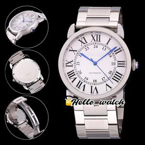 42mm Date Ronde W6701011 Gents Watches White Dial Automatic Mens Watch rostfritt stål Bacelet Högkvalitativ 6 -stil HWCR Hello Wat238k