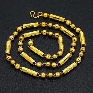 Chains 24k Male High Artificial Gold Necklace Overlooks Hexagonal Beads Mens Jewelry253p