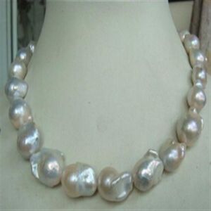 Prawdziwa drobna biżuteria perłowa Ogromna naturalna 15-22 mm Australian South Sea White Pearls Naszyjnik 18-calowy 14k308s