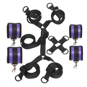 Bondage Under bed BDSM leather bound cuffs and ankle cuffs restraint system fetishism slave sex toys adult sex toy games 230719