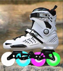 Inline Roller Skates Adult Rollerblading In-line Skates and New Flat Shoes Shining Black and White Beginner Students Roller Skates HKD230720