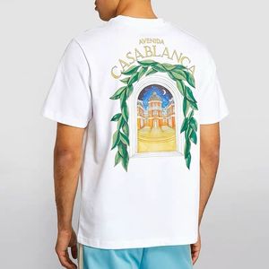 Mens TShirts Tshirt Casablanca Green Star Castle Print High Quality Street Clothing Tennis Club Short Sleeve 230720