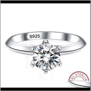 Banda Jóias Drop Delivery 2021 Branco Solitaire Ring 925 Sterling Sier Diamond Engagement Wedding Rings For Women Uvtrb2389